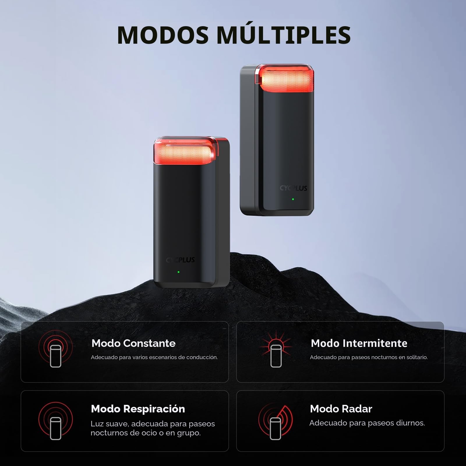 CYCPLUS Bicicleta luz Trasera con Radar, con detección precisa de frenado, alertas visuales para vehículos hasta 160m, batería Recargable de 2000mAh, Encendido/Apagado automático, Impermeable IPX6