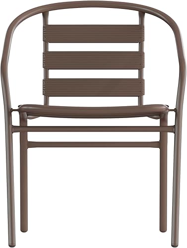 Miniatura 7 de EMMA + OLIVER Silla apilable de metal negro con listones de aluminio