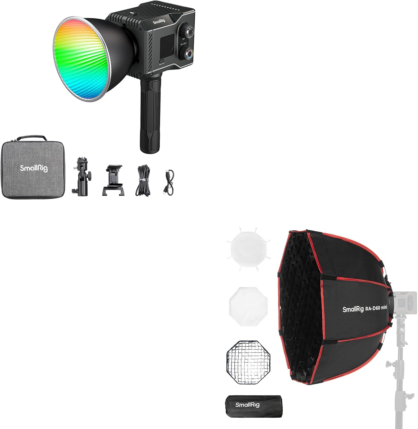 Bundle: SmallRig RC 60C RGB COB 4810 and RA-D60 Parabolic Softbox 4682 and