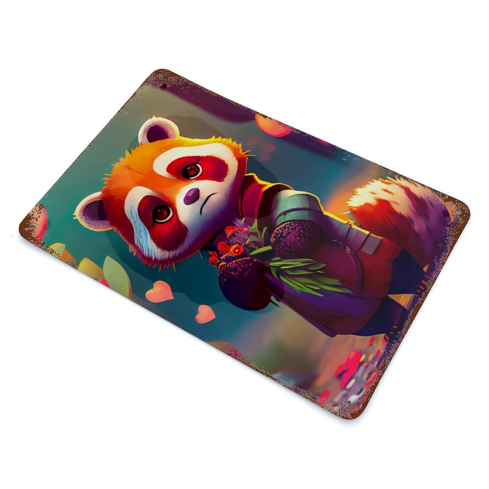 Red Panda Retro Metal Sign 11.8"x7.9", Classic Wall Plaque for Garage, Pub Or Kitchen