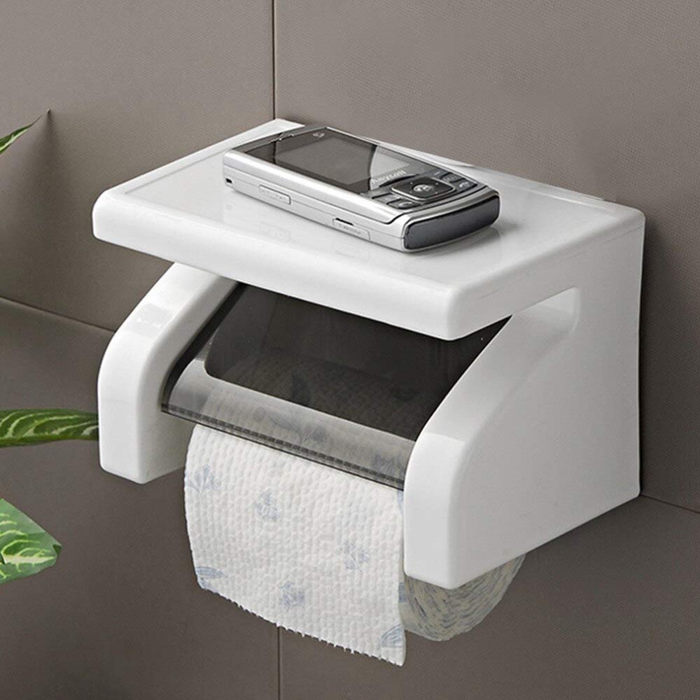 Ladila Wall Mounted Toilet Paper Holder Tissue Paper Holder Toilet Roll Dispenser with Phone Storage Shelf for Bathroom Accessories (Medium, Plastic, White) (Pack of 1) (B08PVQDMQY) Amazon Price History, Amazon Price Tracker