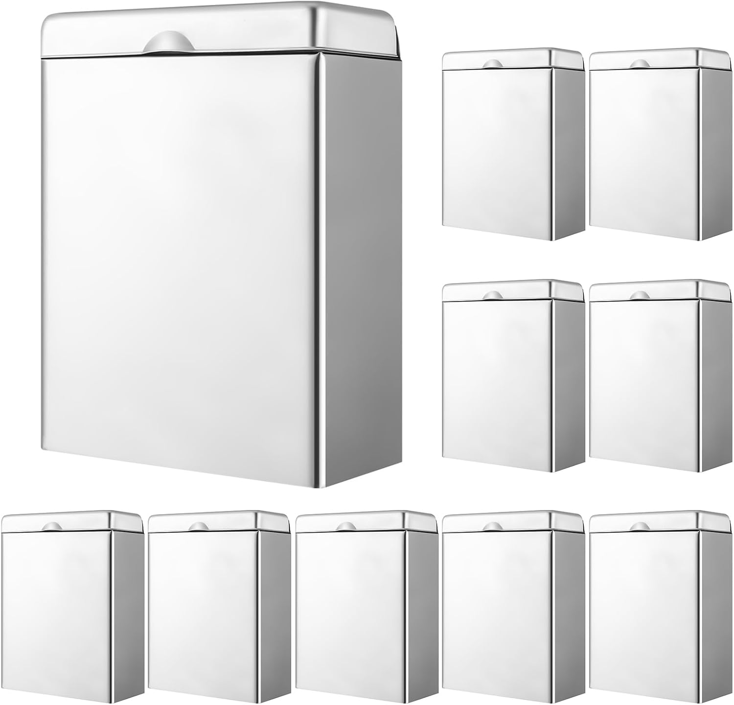 Tioncy 10 Pcs Sanitary Napkin Receptacle, Tampon Disposal Bin Wall Mounted Tampon Holder Stainless Steel Sanitary Napkin Disposal Bins for Home Office Public Restrooms Bathroom (Sliver)
