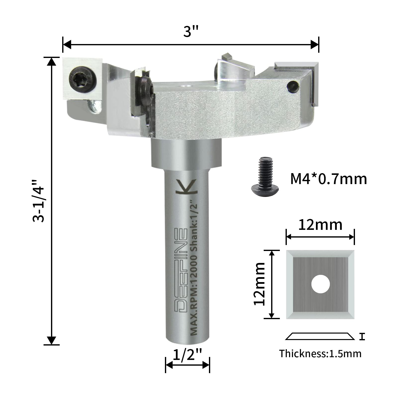 Snapklik.com : DEEFIINE CNC Spoilboard Surfacing Router Bits,1/2 Shank ...