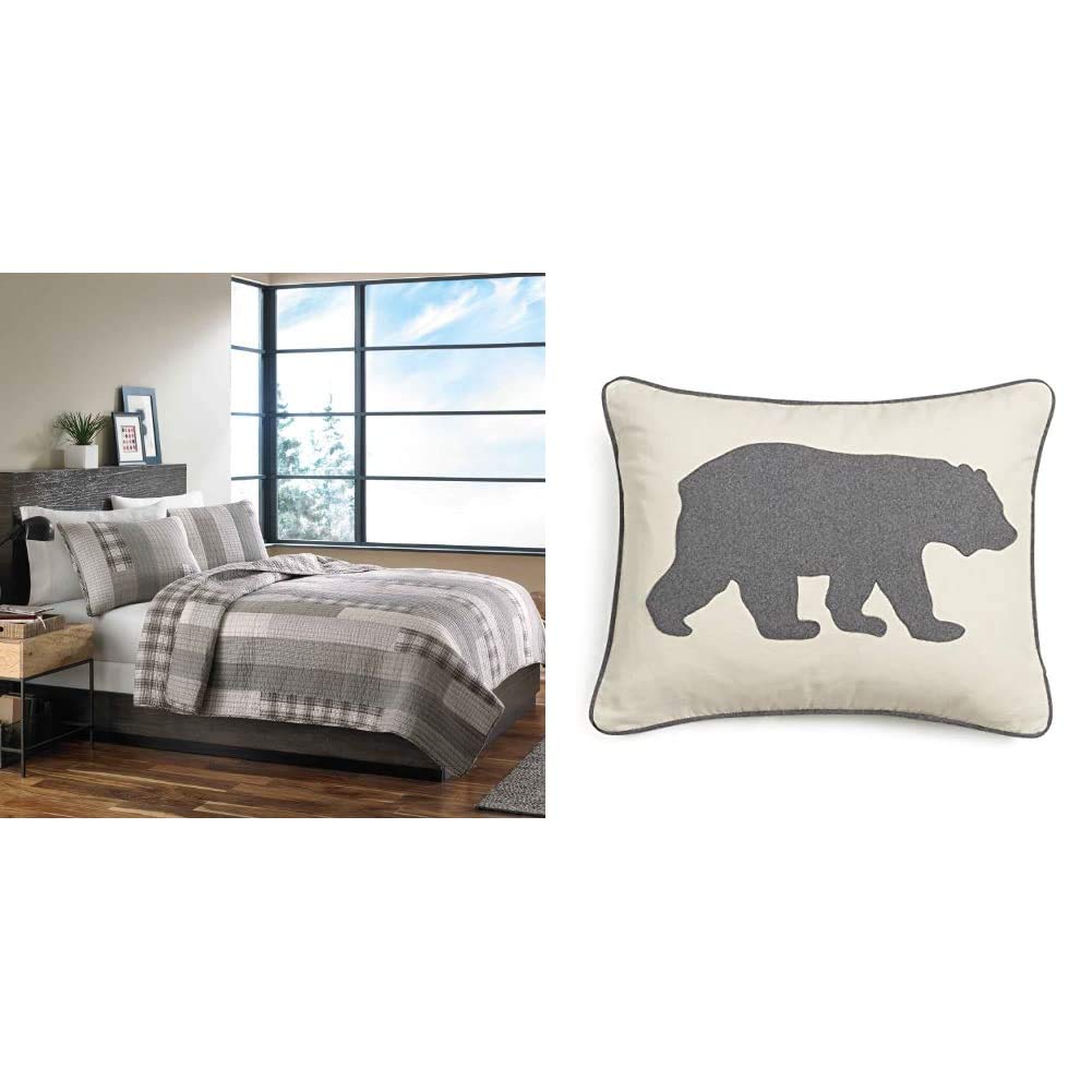 Eddie Bauer Home Fairview 100 Cotton Reversible Quilt Set, King+