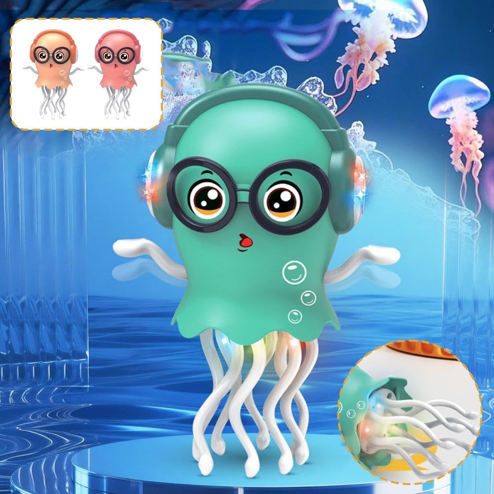 DAWRIS Dansende kwal, babyspeelgoed, elektrische dansende octopus met licht en geluid, interactieve dansen, octopus, speelgoed, dansen, kruipspeelgoed, tummy tijd speelgoed voor jongens en meisjes