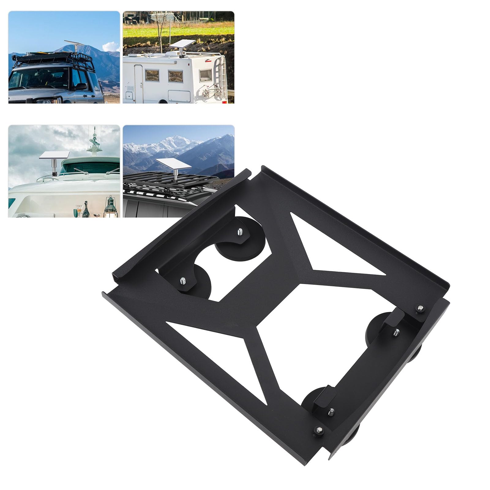 Kit di Montaggio del Tetto Satellitare Rettangolare in Lega di Alluminio per Mini - Base Piatta Pesante con 4 Forti Ventose per/Furgone/Barca