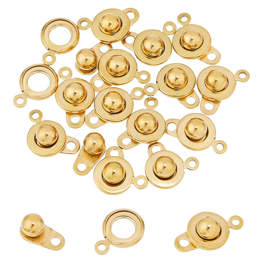DICOSMETIC 15Pcs Stainless Steel Snap Clasps 15mm Round Snap Button Clasps Fastener Clasp Connector Ball and Socket Snap Clasps for DIY Necklaces Bracelets Jewelry Making