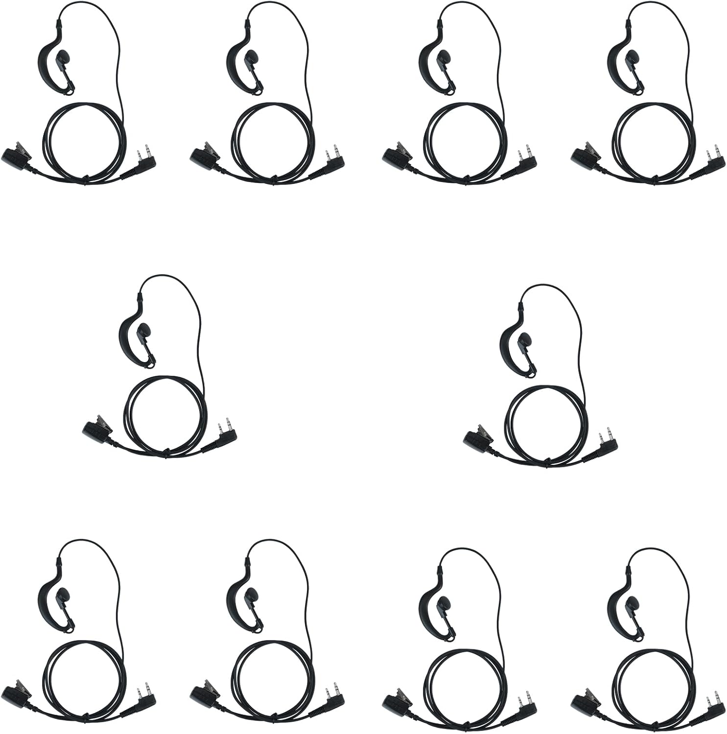 Earpiece with mic Walkie Talkie Headset Compatible with Baofeng uv-5r bf-888s bf-f8hp Kenwood tk-2202 tk-2402 tk-3402 Radio with PU G Shape Ear-Hook and PTT mic, 10 Packs