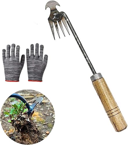 2023 Herramienta de deshierbe de desarraigo de artefactos de 4 dientes de doble propósito, herramienta de deshierbe manual para eliminación de