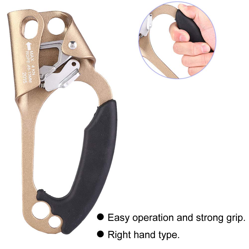 para Elevador de Rescate de Escalada Profesional, construcción de aleación de Aluminio y magnesio, Compatible con Cuerdas de 8-13 mm, fácil operación y Agarre Fuerte, (Color Titanio Claro)