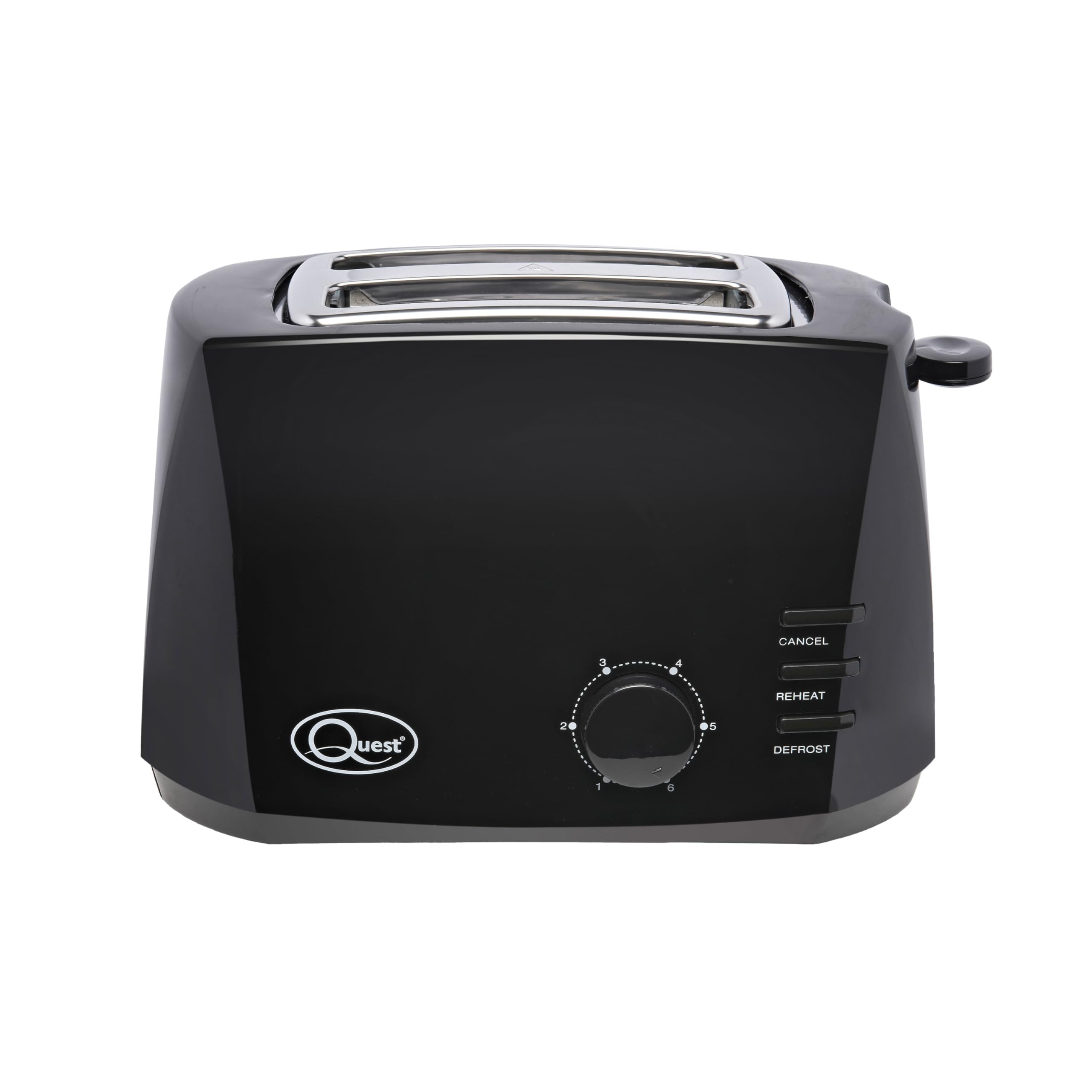 Quest 2 Slice Toasters with Extra Wide Slots / 6 Browning Levels/Reheat & Defrost/Crumb Tray & Cord Storage / 800W (Black)