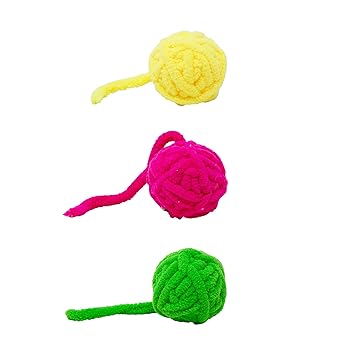Barkbutler x Fofos Yarn Ball, 3 Pcs | Bell Inside | US Grade Catnip | Super Soft Fabric | Color May Vary |