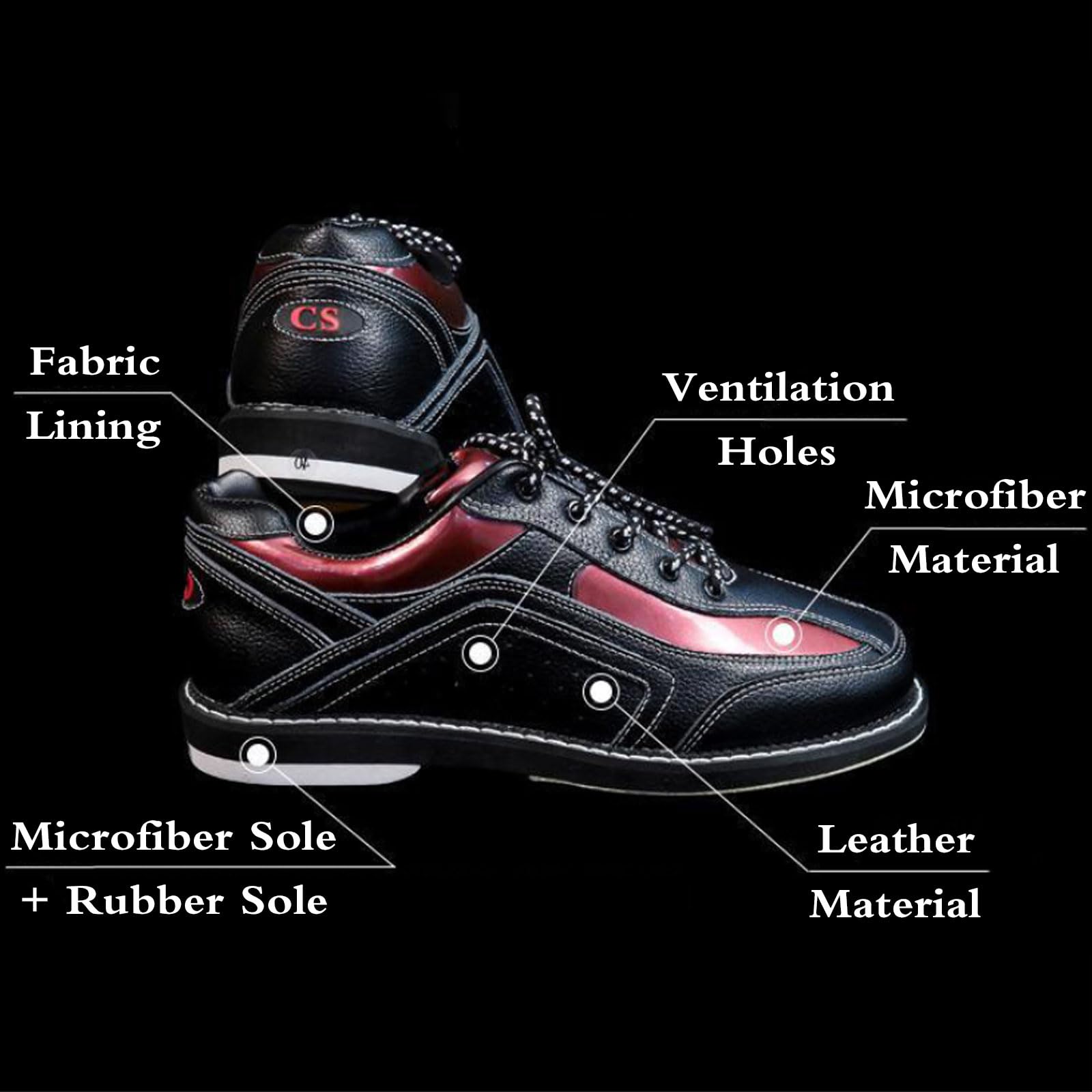 Zapatos de Bolos Interiores,Zapatos de Bolos Unisex,Zapatos de Bolos,Antideslizantes,Fácil de Limpiar,Respirable,para boleras,Lugares de Entrenamiento,Entretenimiento Familiar.