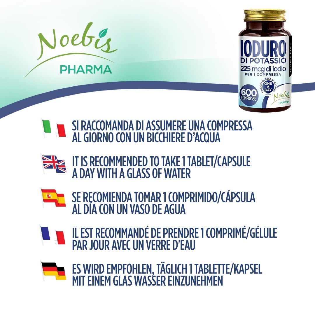 Yoduro de Potasio - 1200 Tabletas - 225 mcg de Yodo por 1 Comprimido - Suministro de Larga Duración