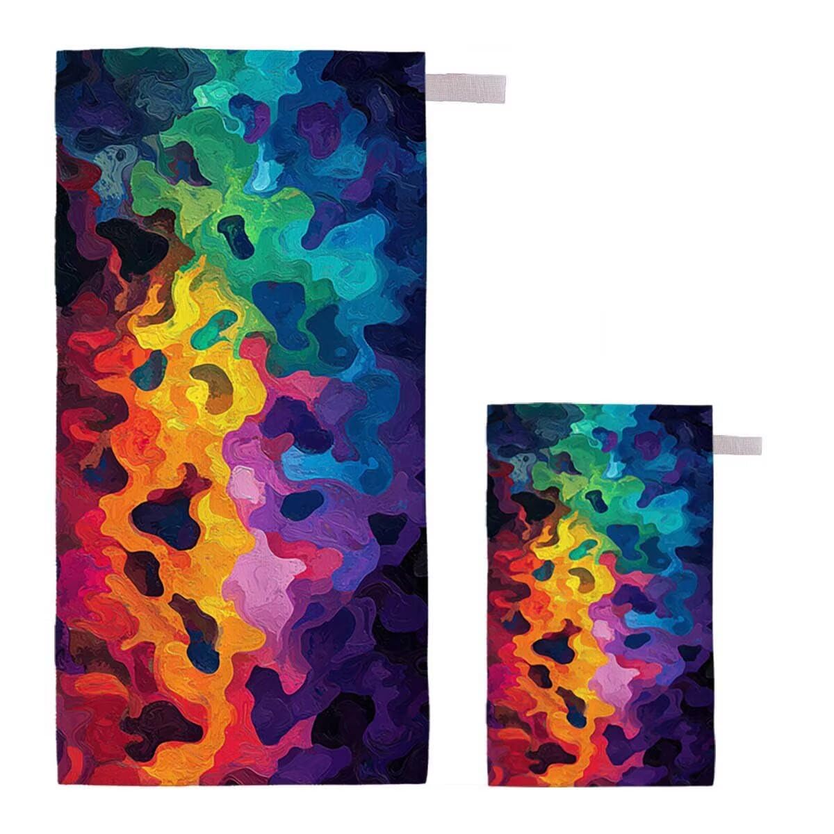 Toalla de Playa Grande 220x100cm/35x70cm, Juego de 2 Toalla Microfibra XXL de Antiarena, Toallas Playa Suave Ligera, Absorbente Secado Rápido, Beach Towel Viaje, Regalo Mujer Hombre (Abstracto) H-31
