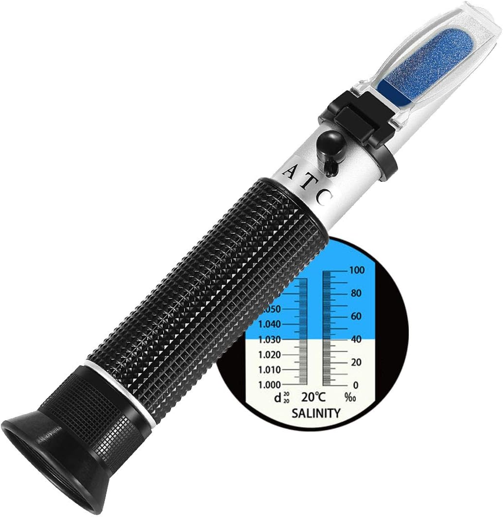 Seawater Salinity Refractometer,V-Resourcing Automatic Temperature Compensation Sea Water Salinity Measurer for Aquarium, Hydrometer, 0-100ppt & 1.000-1.070 Salinity Specific Gravity