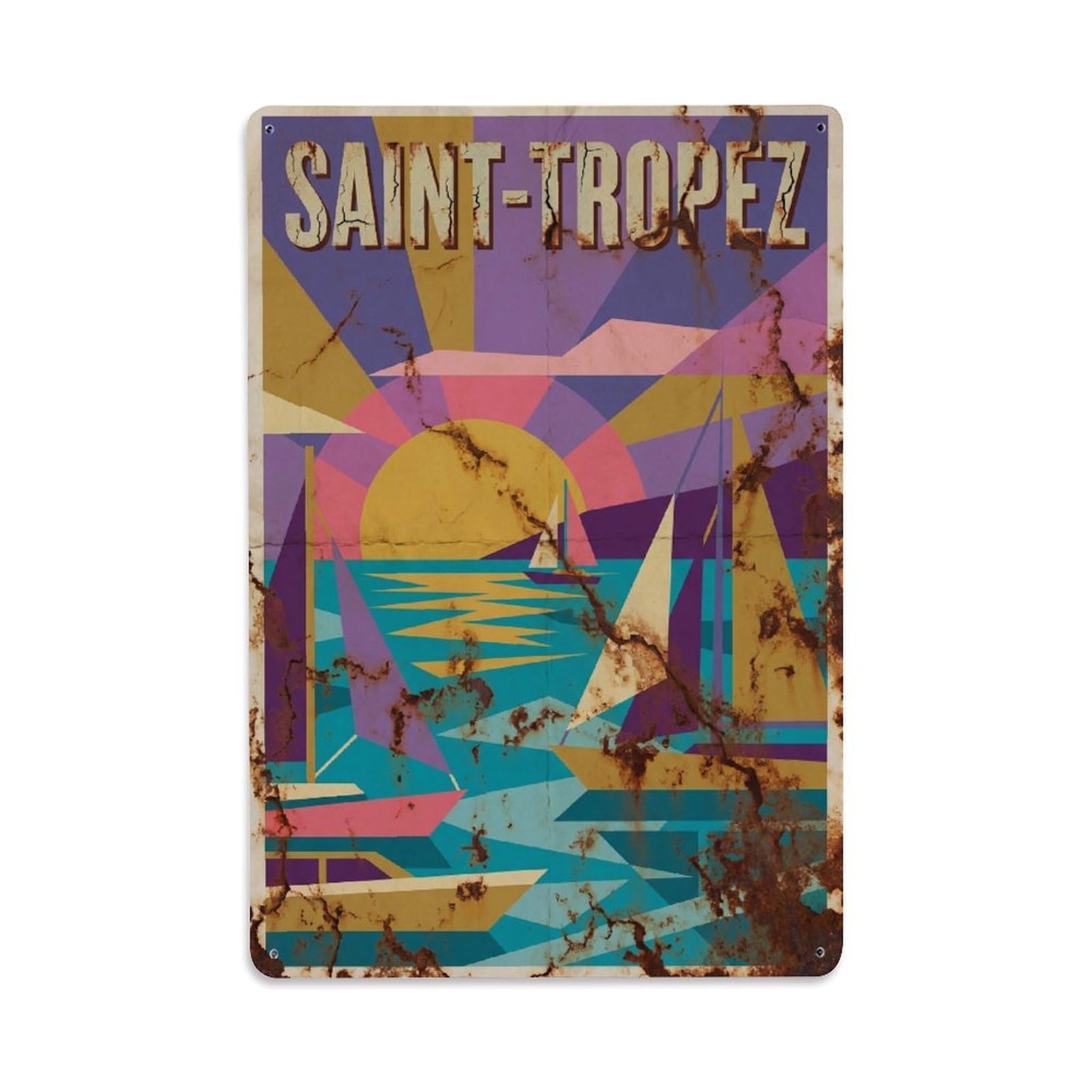 Fyrn Style Metal Tin Sign Vintage Travel Saint-Tropez France Gorgeous