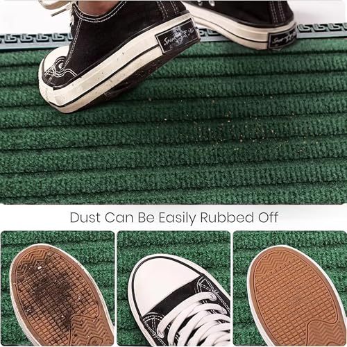 Image of Yellow Weaves 1 Pc RectangularDoor Mat for Home Entrance,Outdoor Rubber Mat,Non-Slip,Anti Skid Foot Mat,Dirt Trapper,Heavy-Duty,Weather-Resistant,Waterproof Doormat(40x60cms,Stripe,Green Color)