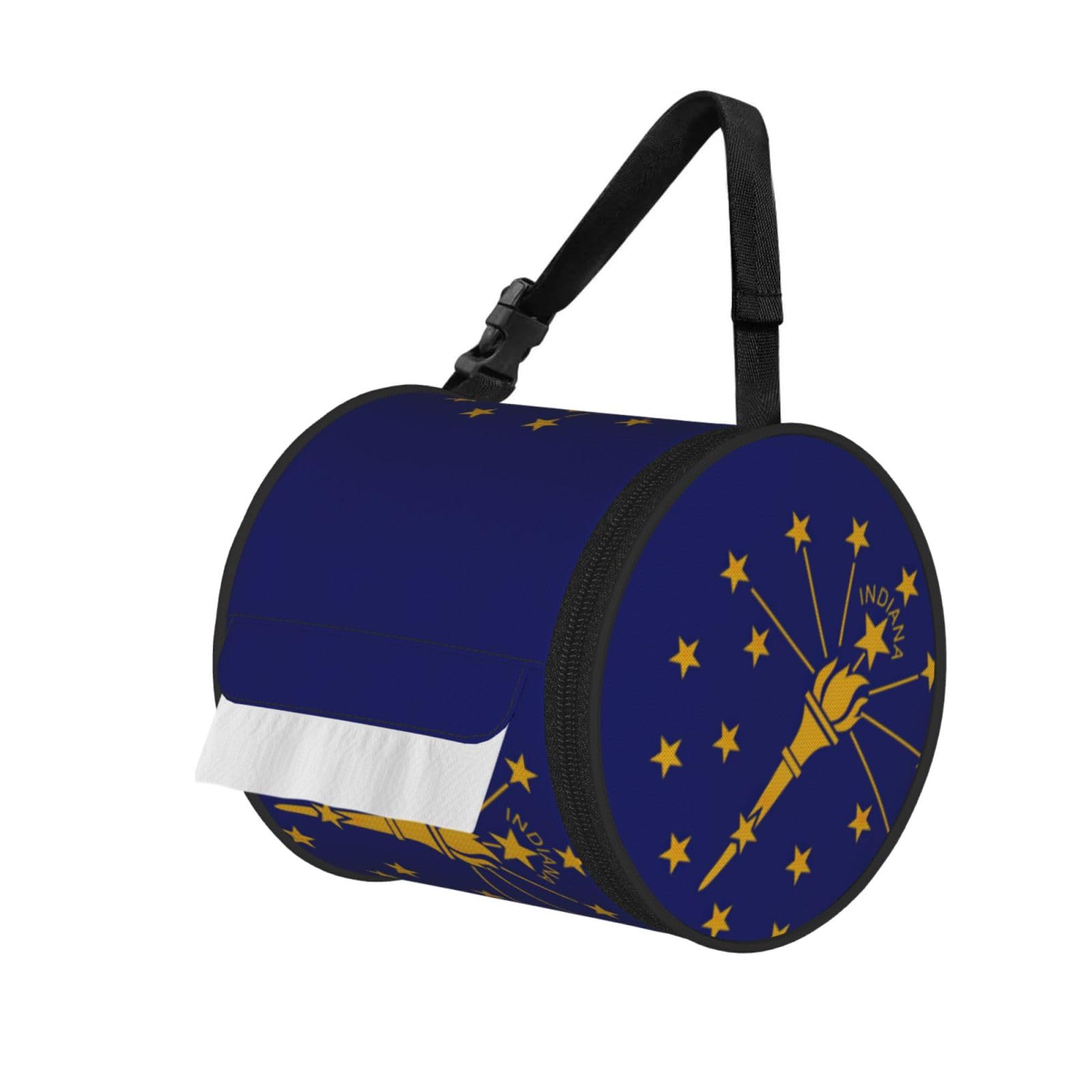 Indiana State Flag Print Fashion Tissues Organizer Box, Hanging Tissue Holder For Purse Coins For Car Office Daily Outing