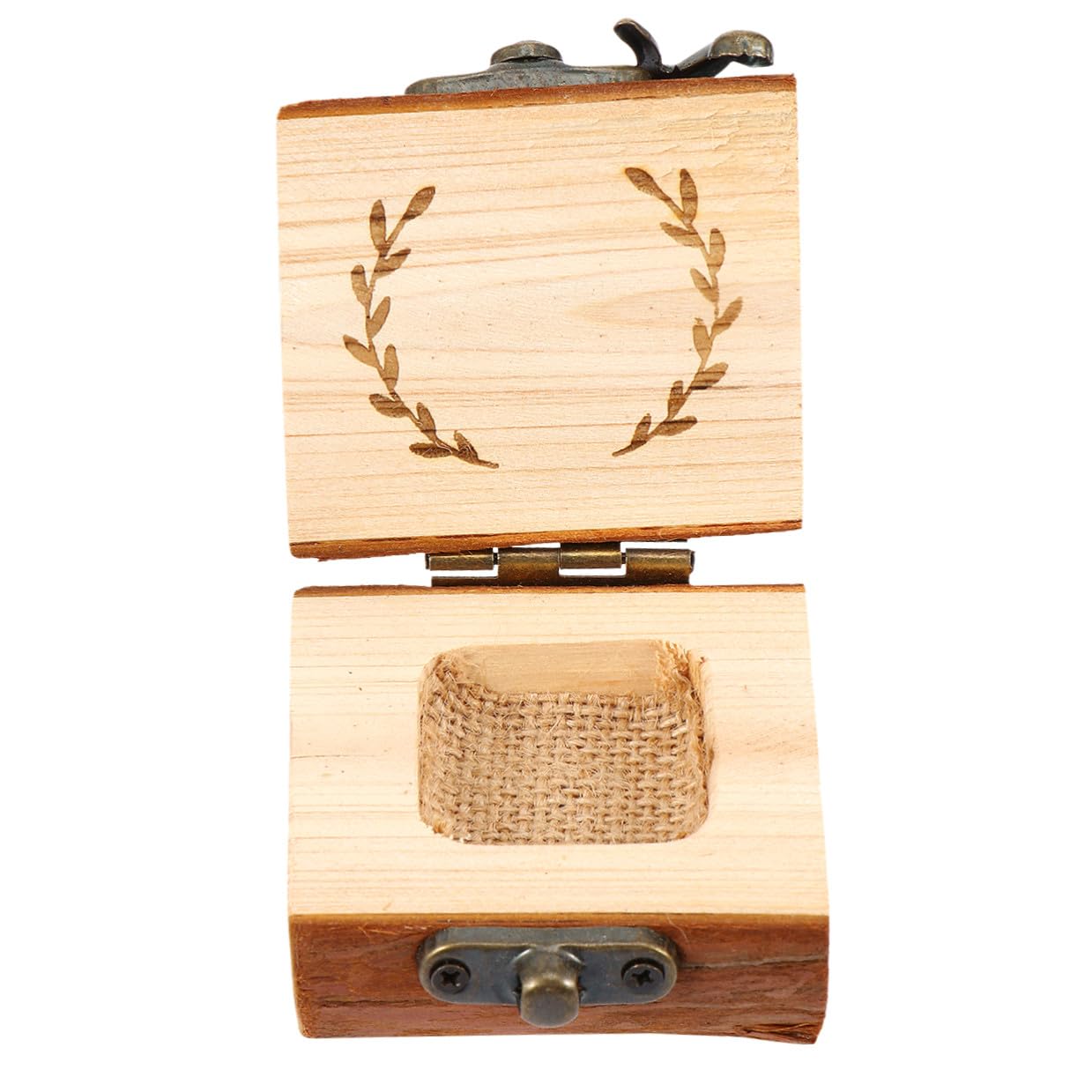 Coffret alliances mariage en bois brut et rangement délicat de luxe
