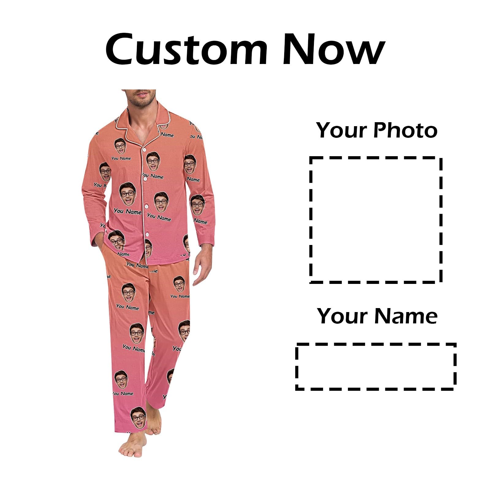 Generisch Traje de hombre 52 conjunto de pijama pantalones divertidos para hombres mujeres parejas a juego unisex nombre personalizado vaca albornoz hombre