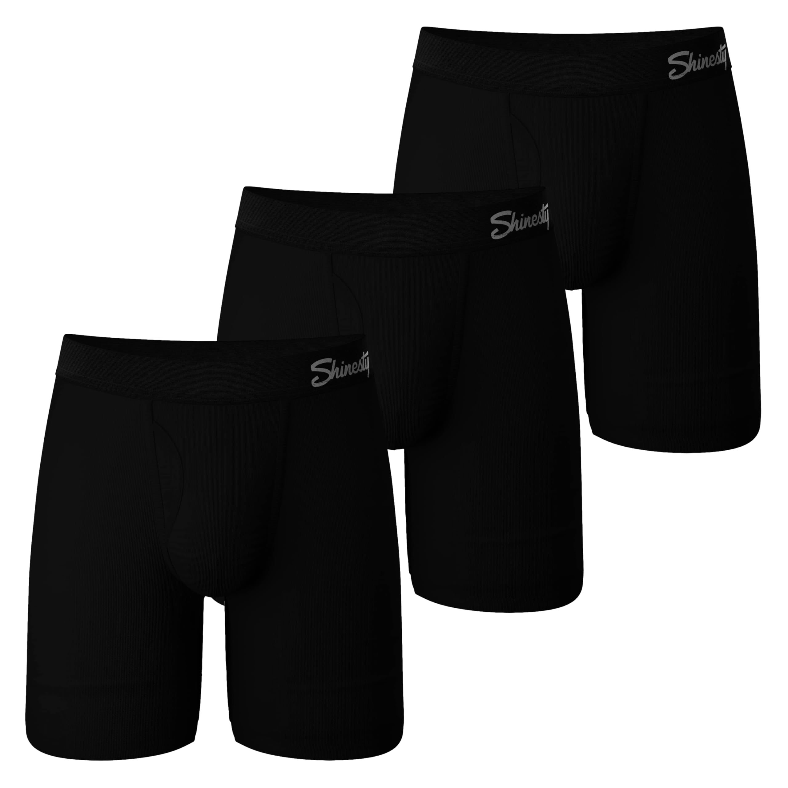 Photo 1 of Shinesty Long Leg Boxer Briefs for Men Pack of 3 - Hammock Support Pouch Underwear For Men - X-Large, Black