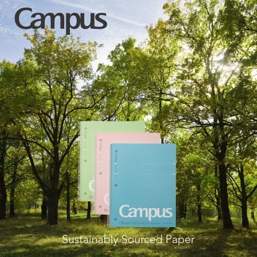 Miniatura 6 de KOKUYO Cuaderno de espiral Campus, 10-12 x 8 pulgadas, con rayas universitarias, 80 hojas (160 páginas), resistente al sangrado, paquete de 3