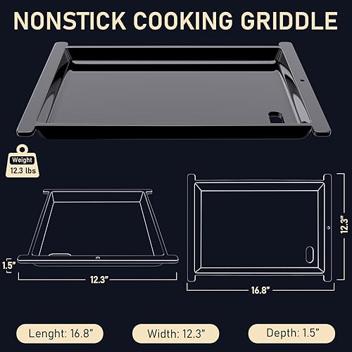Miniatura 69 de Utheer Plancha reversible de cerámica de aluminio de 16.3 x 13 pulgadas, 50% más ligera, placa de parrilla plana y acanalada antiadherente 2 en 1