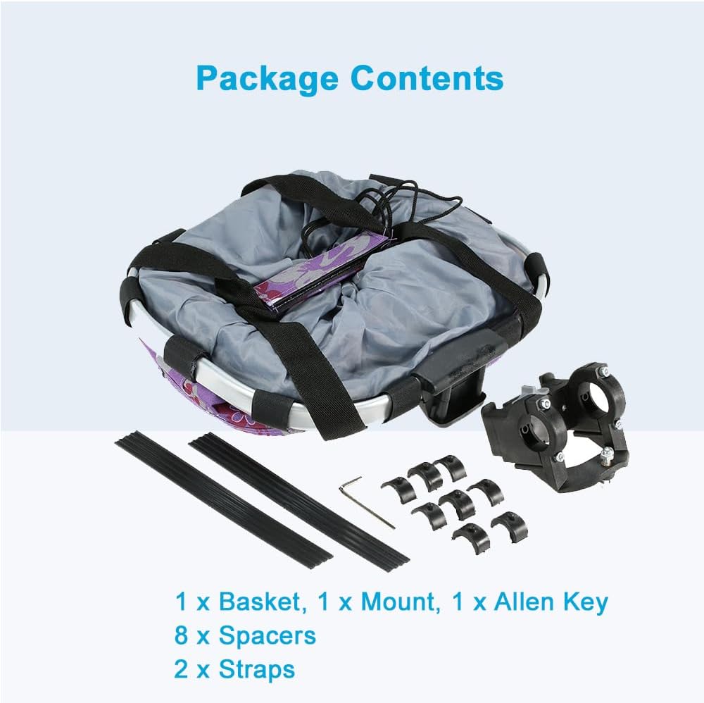 Bike Basket,Dog Bike Basket with Zipper Pocket | Detachable Bicycle Front Dog Carrier with Handle Bike Accessories for Women Pet Grocery Shopping Picnic