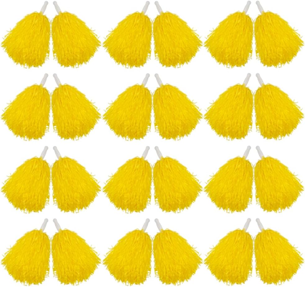 Hooshing 12/24/80PCS Pom Poms Cheerleading Sports Spirited Plastic Cheer Pompoms with Handles for Kids Adults Team Party Dance Cheering