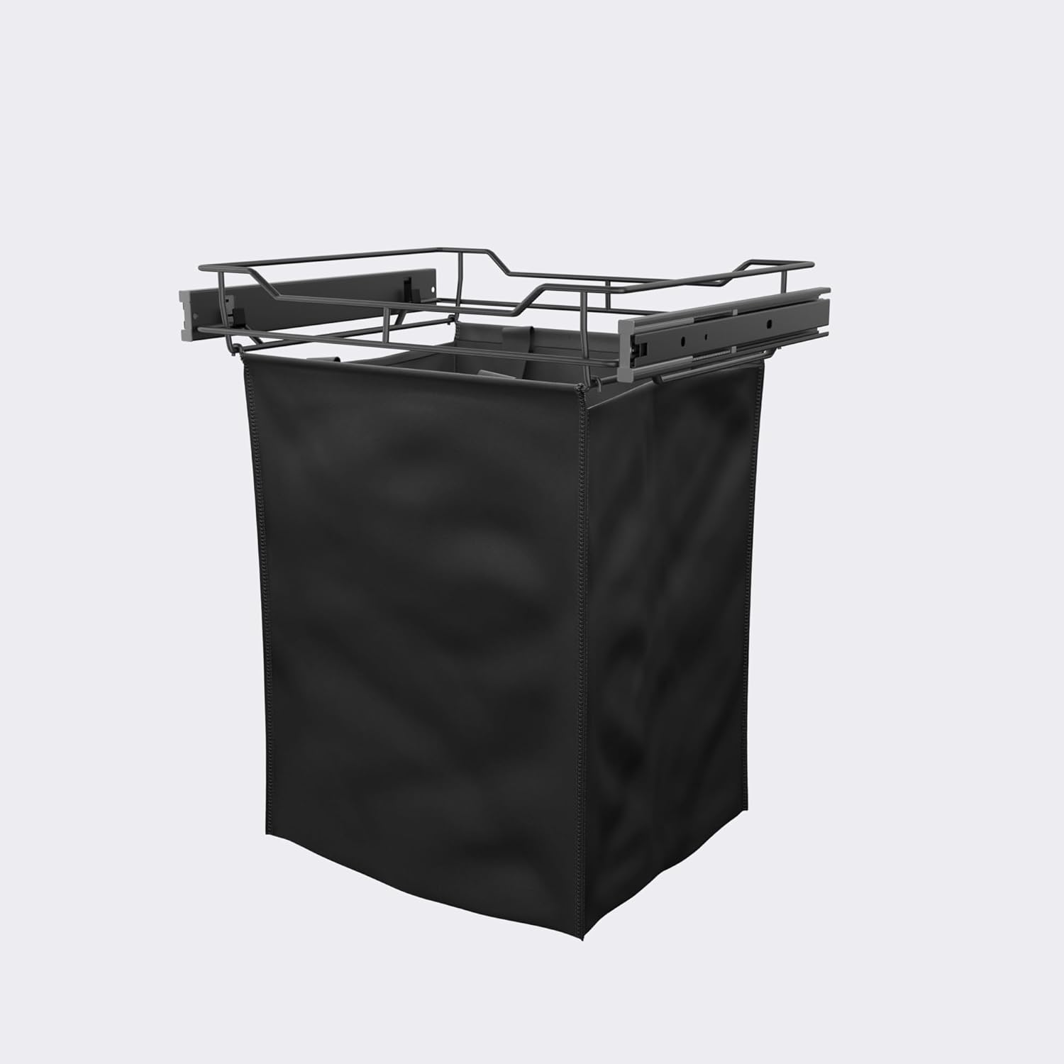 Classic 30" Full Extension Pullout Laundry Hamper in Matt Black with Removable Bag