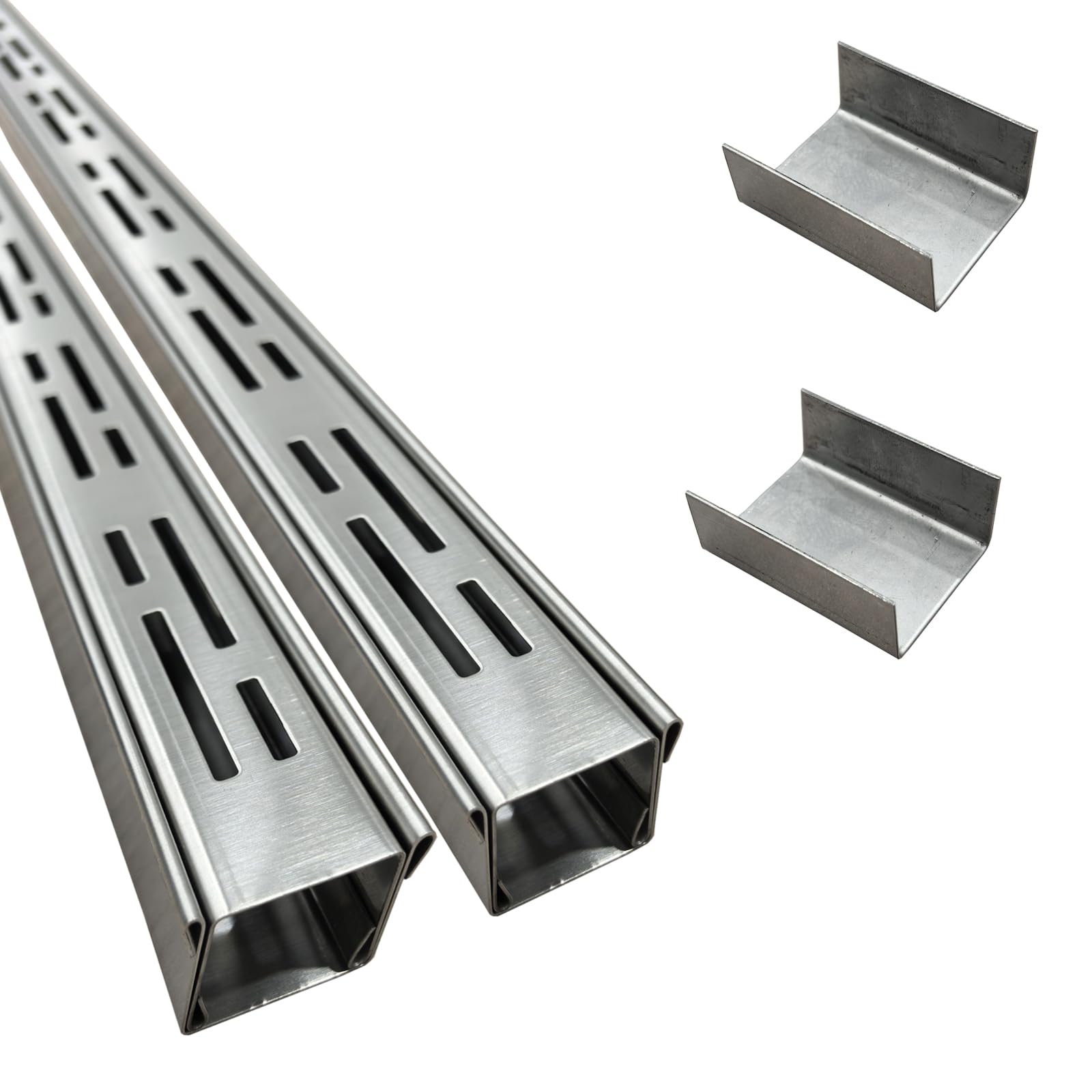 Entwässerungsrinne flach 3,5 cm breit 2 m lang, ablaufrinne aussen aus 304 Edelstahl mit Kupplung, entwässerungsrinne schmal für Beton/Pflastersteine/Terrassen/Gehwege