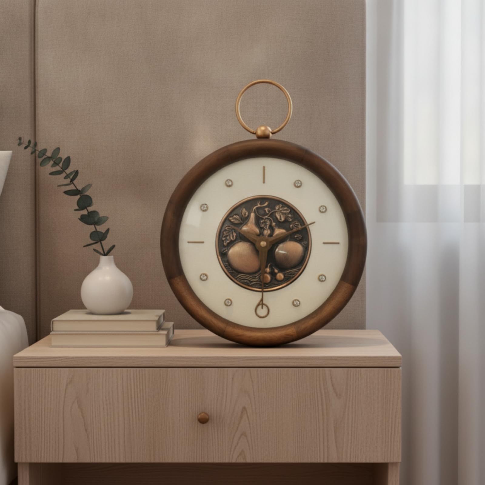 Orologio con Cornice in Legno Decorativo Orologio con Anello da Appendere per Ufficio, Moderno Cinese Con Cachi