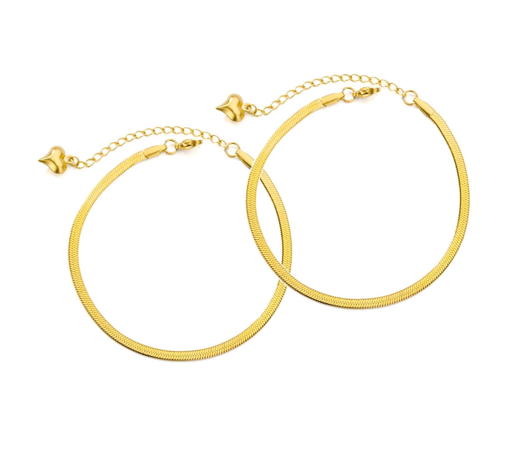 (1 Pair Anti-Tarnish Stainless Steel Adjustable Golden Sleek Snake Chain Anklet Pajeb | Stylish Everyday Flat Painjan Payal Footwear Accessory Gift For Women & Girls-image-48