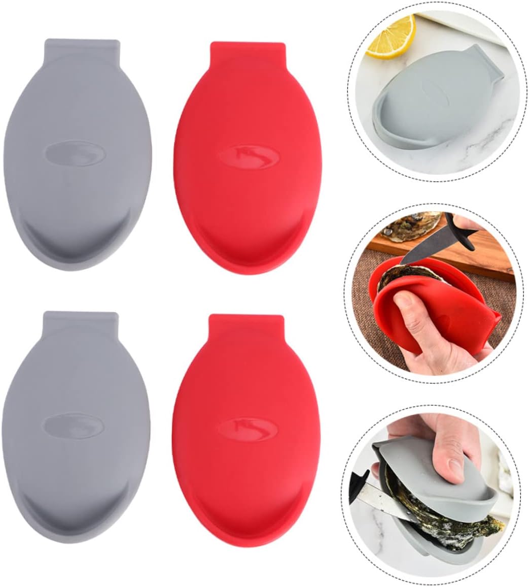 4pcs Silicone Oyster Clip Seafood Silicone Oyster Clamp Oyster Shucking Clamp Oysters Opener Holder Oyster Silicone Oyster Holder Shellfish Peeled Silica Gel