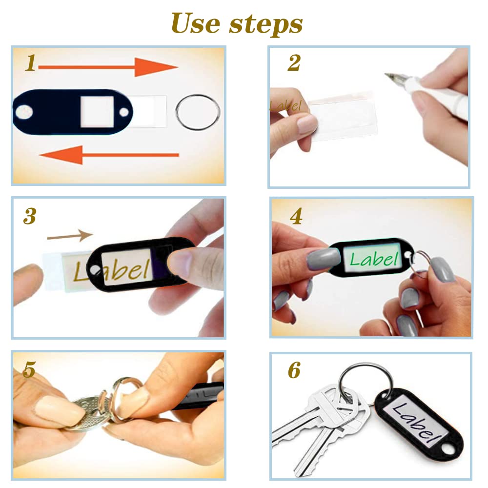 10 Targhette Portachiavi Colorate Con Finestra Etichetta | Plastica Durevole | Per Casa, Ufficio - Foto 2