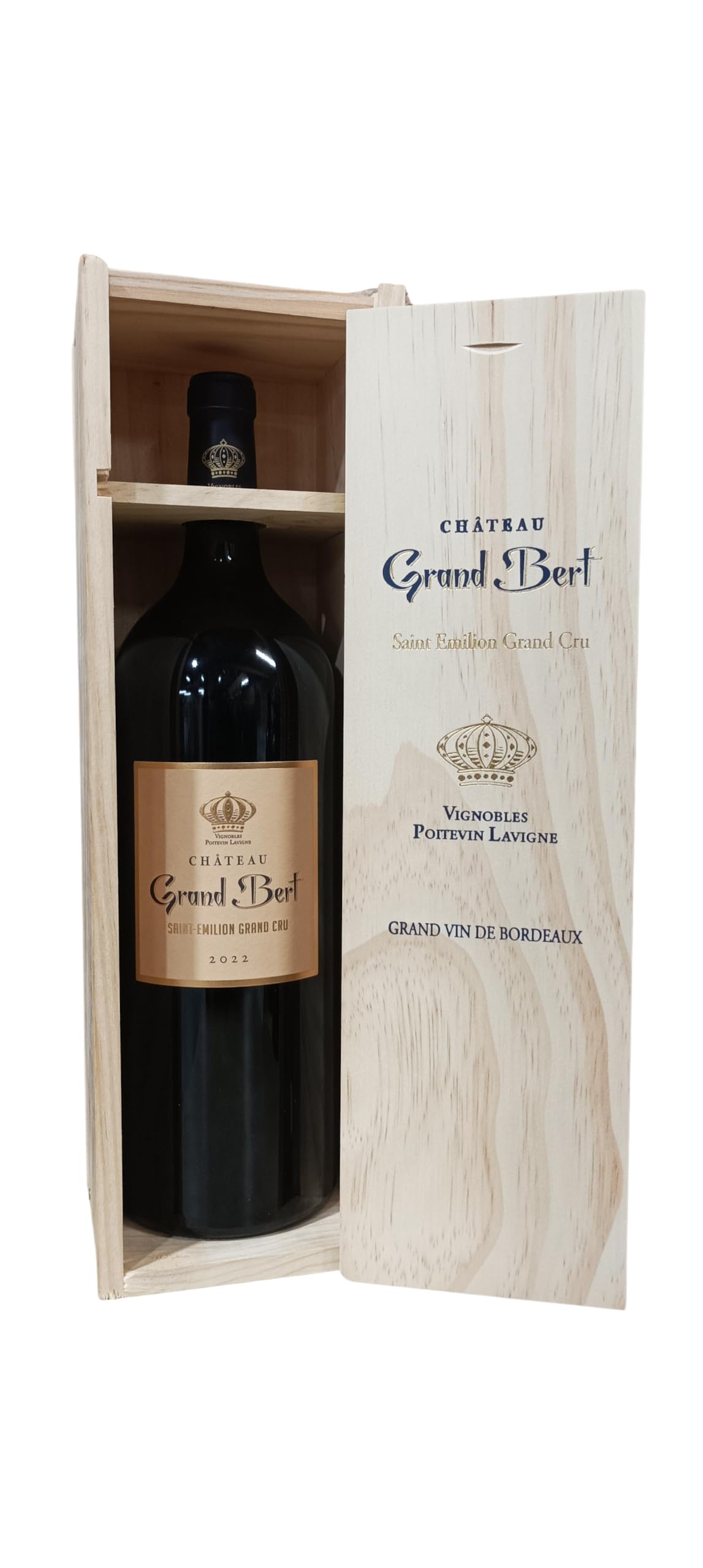 Coffret Bois 1 Magnum - Château Grand Bert AOC Saint Emilion Grand Cru