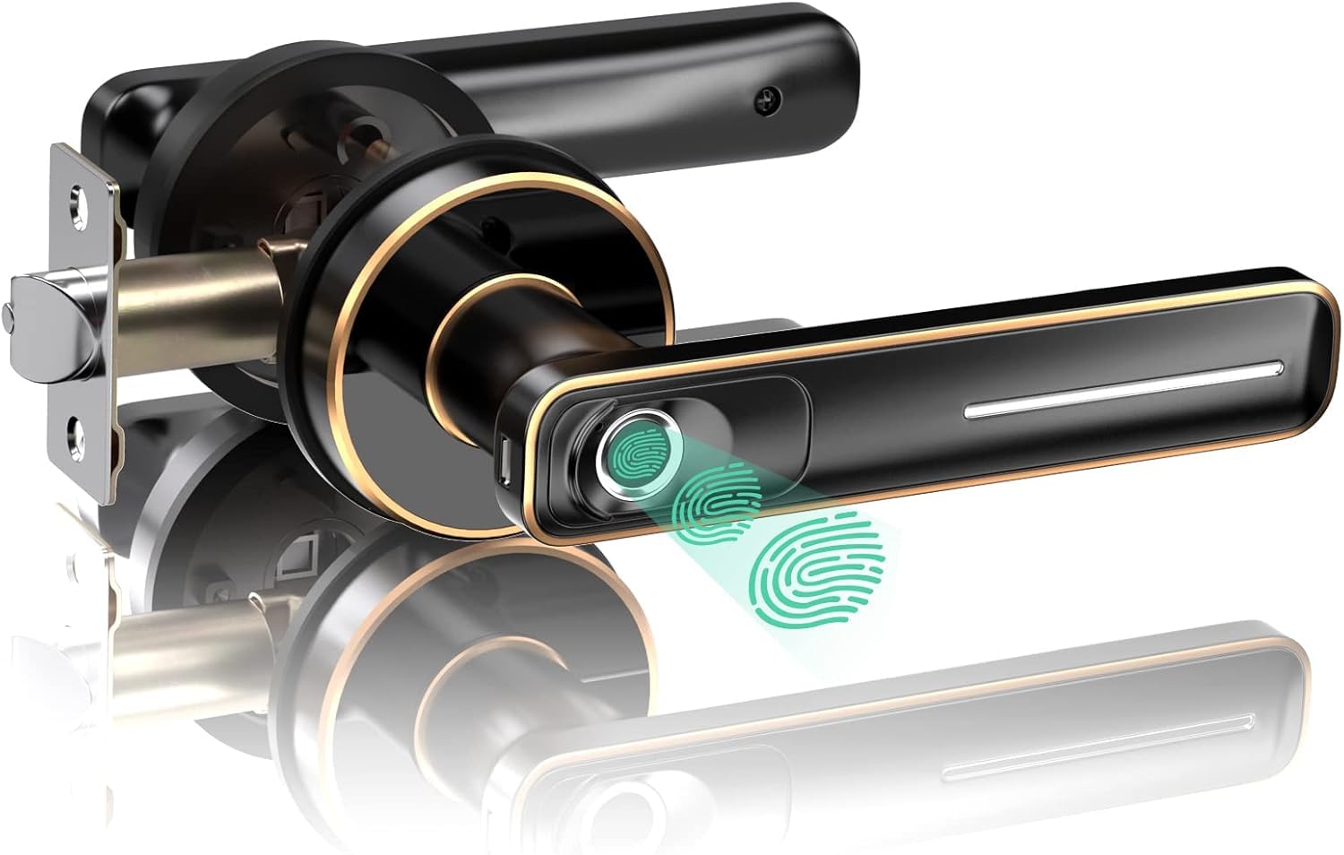 Geek SmartFingerprint Door Lock with App, Smart Door Lock, Biometric Door Knob, Keyless Entry Door Locks with Handle for Homes/Apartments/Office/Hotels, Silver