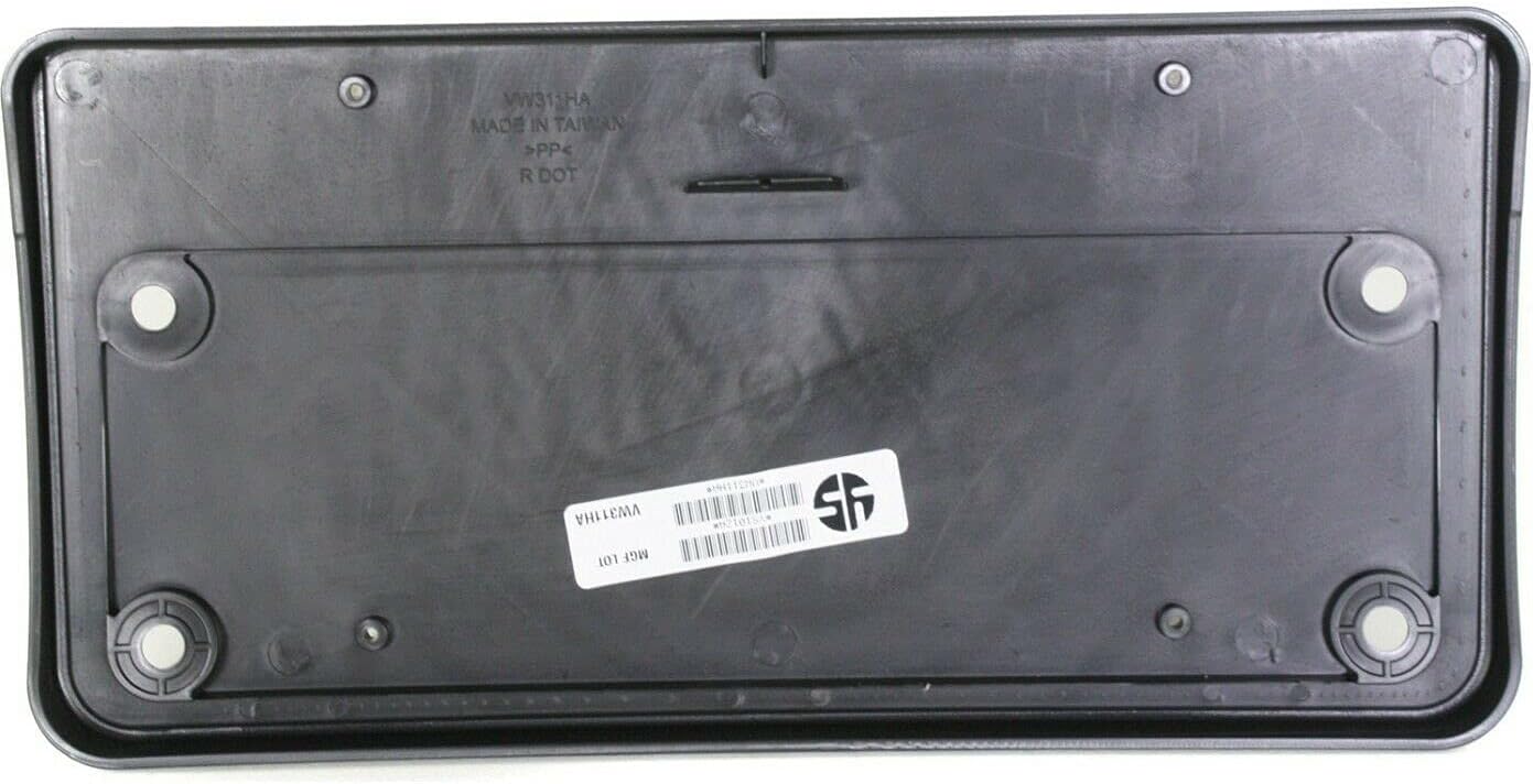 DAT AUTO PARTS Front Bumper License Plate Frame Tag Mounting Bracket Holder Cover Replacement for 2005 2006 2007 2008 2009 2010 Volkswagen Jetta GEN 5 Black Textured Plastic VW1068101 1K0807285A9B9