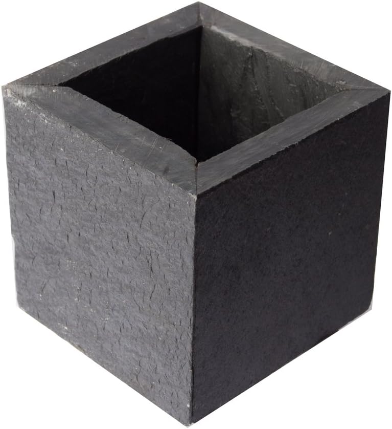 Cubic Vase Natural Stone, Cm Genuine Slate Black Pencil Box Pen Holder Table Vases 10x10x10 cm Pajamas, 2.2 Kg