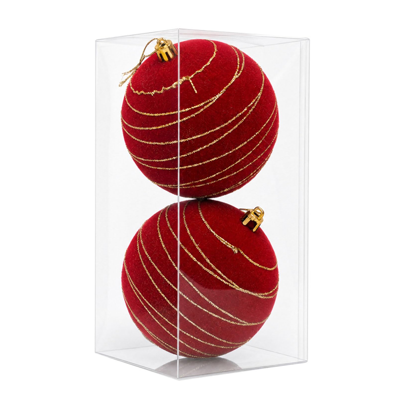Whoasyst 2Pcs Glittering Velvety Christmas Ball Ornament Shatterproof Christmas Baubles for Tree Mantels Door Decoration Ball Decorations