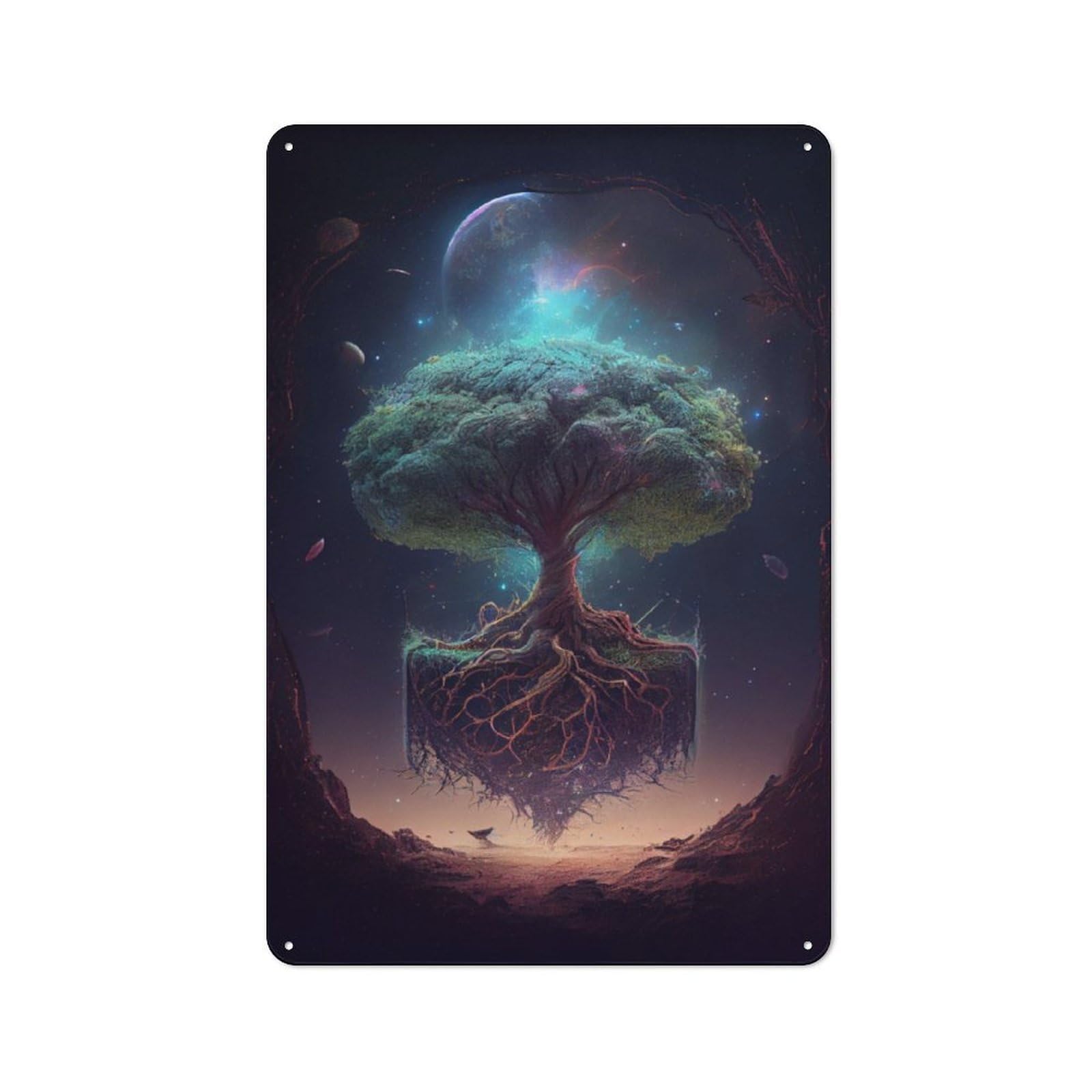 Junmoney Galactic Tree Of Life Metal Plaque 30X20cm With For Workshop Wall, Retro Decor, A New Home Gift For Collectors Of Metal Signs