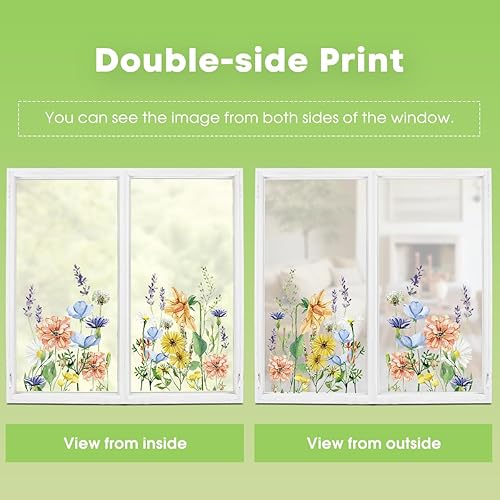 Miniatura 6 de Horaldaily 30 calcomanías de primavera para ventana, acuarela, flores silvestres, mariposas, pájaros para hogar, fiesta, tienda, ventana, decoración