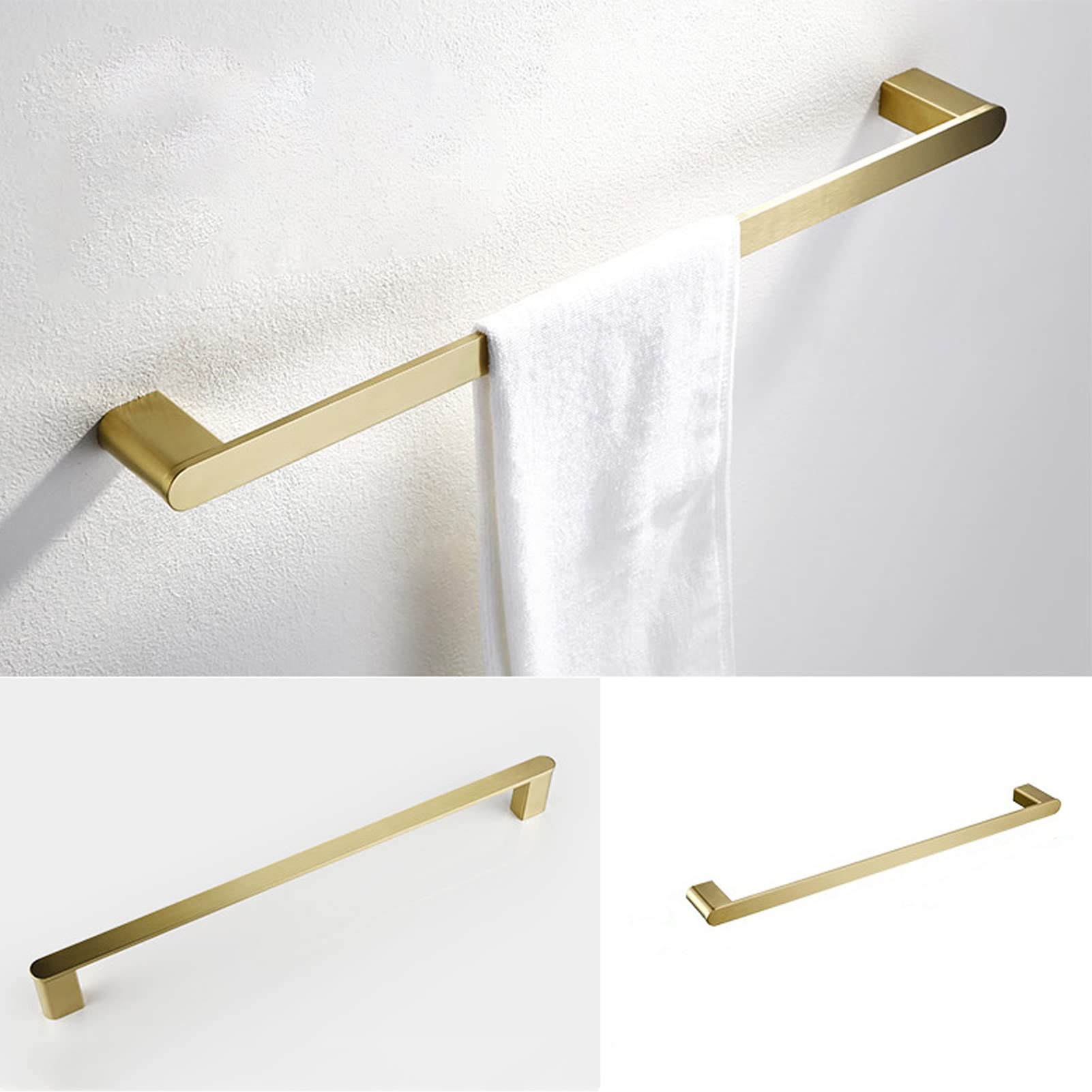 Gold Handtuchstange 40 cm 50 cm Badezimmer Handtuchhalter Edelstahl gebürstet Handtuchstange Wandhalterung Handtuchhalter, Schraubenmontage (Size : 50cm)