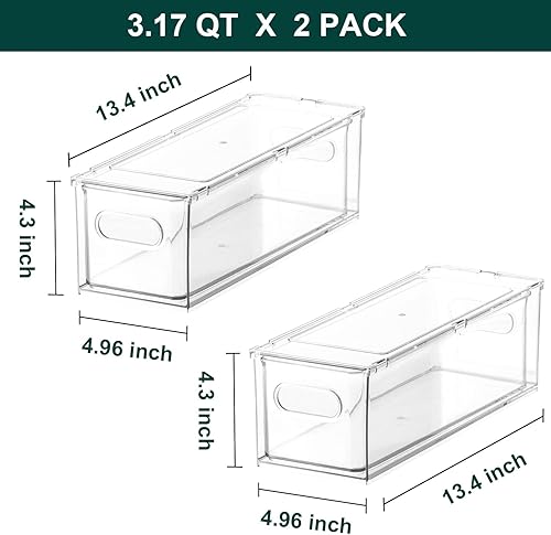 Miniatura 5 de LALASTAR Paquete de 2 organizadores de refrigerador con cajón extraíble, organizador apilable para congelador, organización y almacenamiento de
