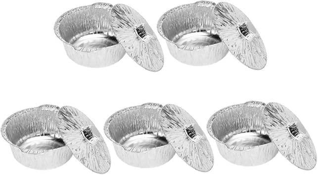 5pcs Aluminum Foil Pot with Lid 3500ml Silver Camping Use
