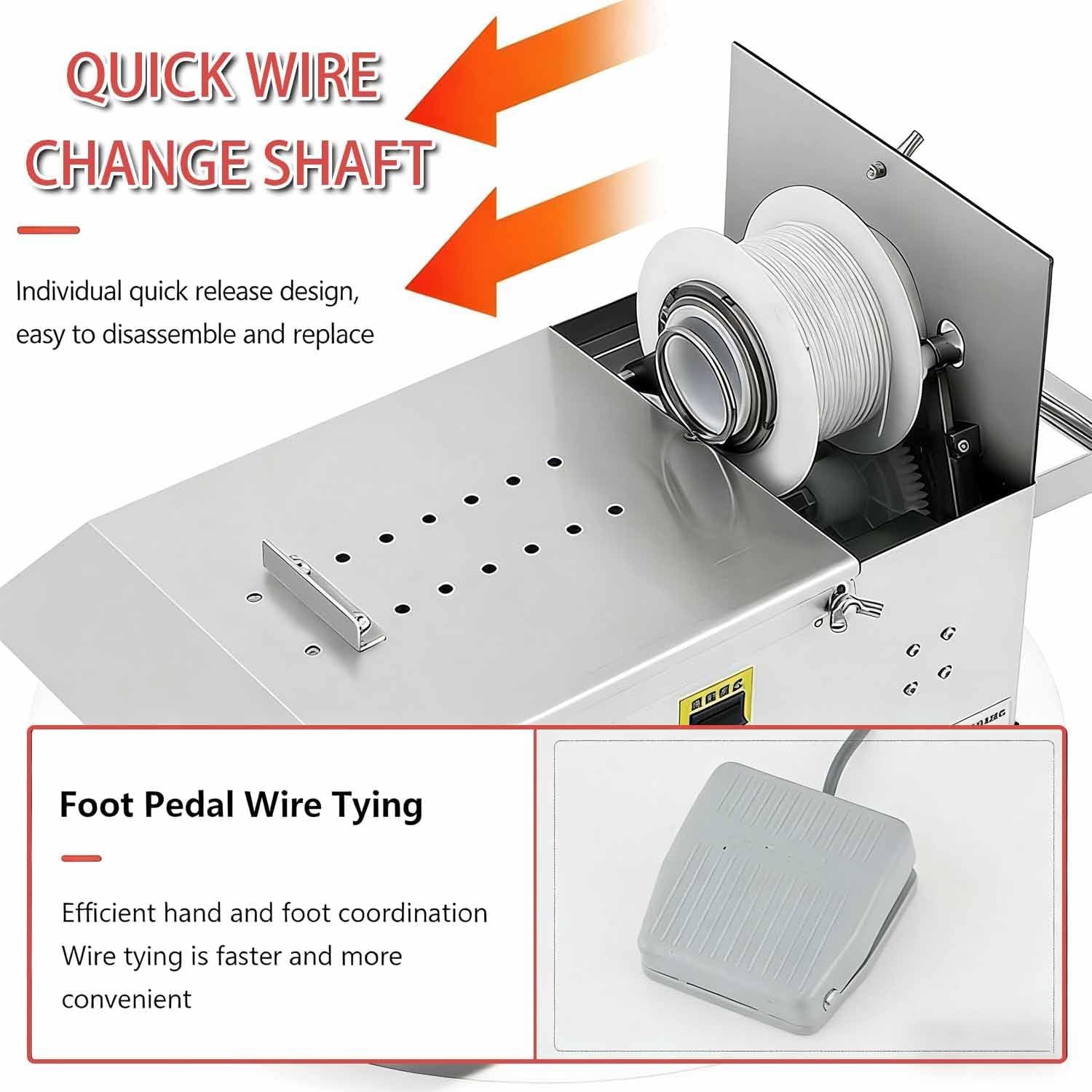 Electric Sausage Knotting Machine, 200W Automatic Sausage Tying Machine with 2 Rolls of Lines Commercial Sausage Linker Machine for Restaurant, Sausage Stuffer
