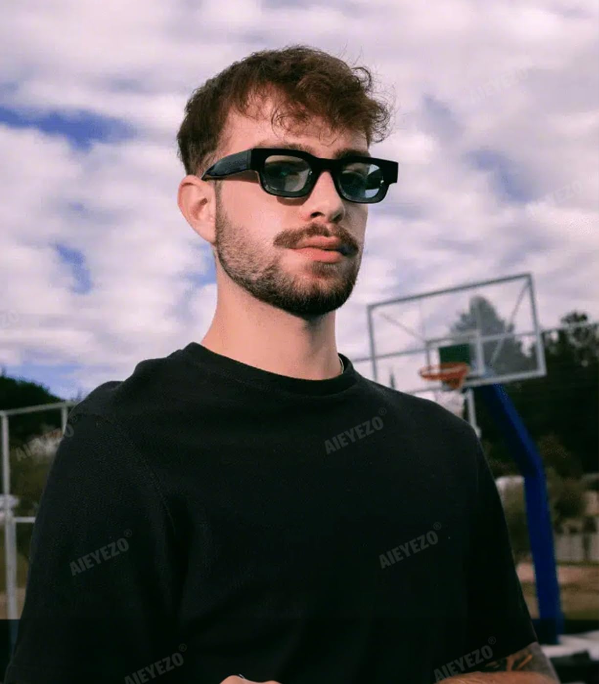 AIEYEZO Modern Thick Rectangle Sunglasses for Women Men 90s Retro Chunky Square Polarized Sun Glasses UV400 Protection Z1 Blue Light Glasses/Black 44 Millimeters image 2 of 7 B09XXBNRSP