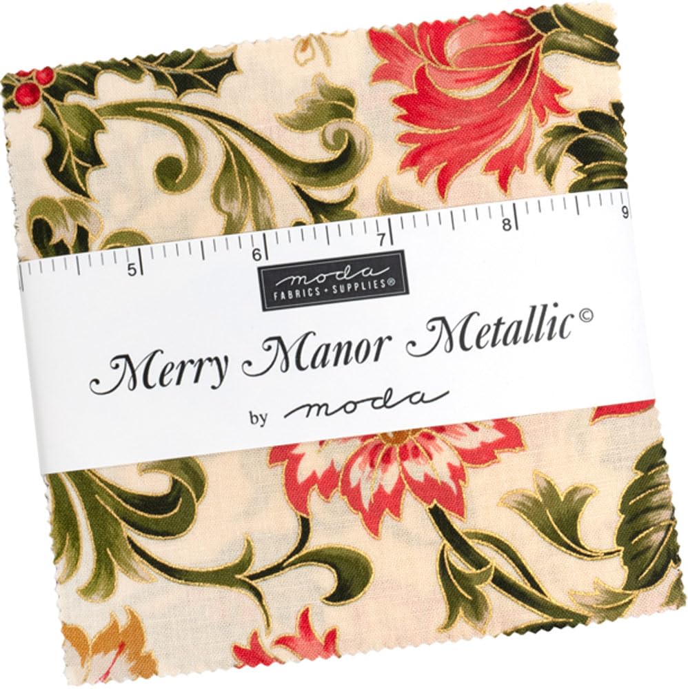 Moda Fabrics Assorted Moda Merry Manor Charm Pack 5-Inch Precut Fabric Quilt Squares (42 Pcs)