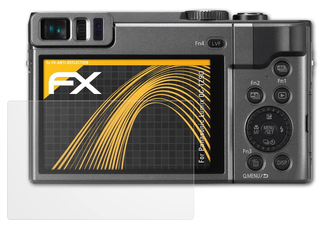 atFoliX Screen Protector compatible with Panasonic Lumix DC-TZ90 Screen Protection Film, anti-reflective and shock-absorbing FX Protector Film (3X)
